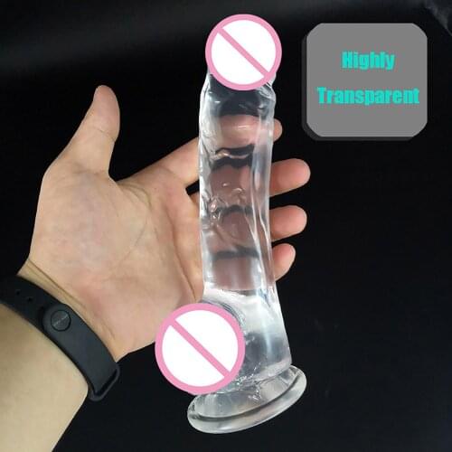 Women Transparent Dildo With Suction Cup Fake Penis Stimulation Adults Sex Toy