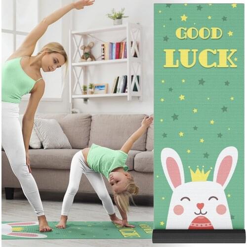 185*68cm Natural Rubber Yoga Mat Cute Rabbit Print Pilates Slimming Exercise Tapete Non Slip Gymnastics Fitness Kids Dance Mat