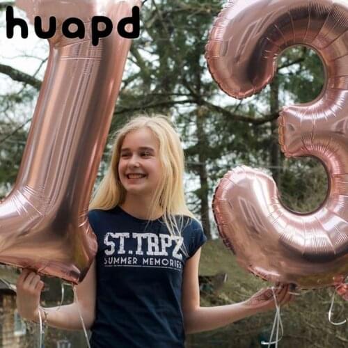 2pcs/batch of 13 number balloons 16/32/40 inch large helium foil rose gold childrens 13th anniversary birthday party decoration