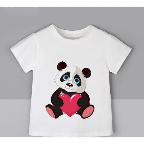 2021 Kawaii Children Clothing Cartoon T Shirt For Kids Summer Top Tees Boys Girls Novelty Panda Sweet Tshirt O-neck Unisex CUTE