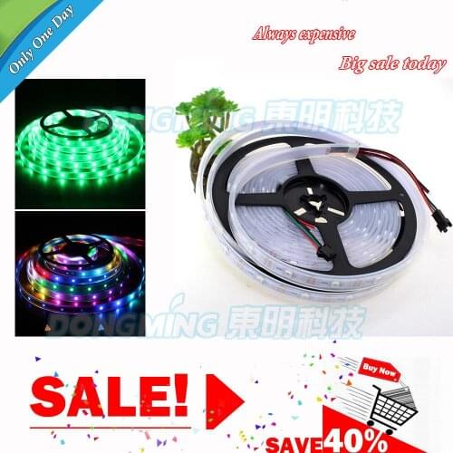 5m/lot Digital Waterproof RGB LED Strip Light DC 12V 30IC WS2812B Magic Color Changeable Flexible Light with favorable price