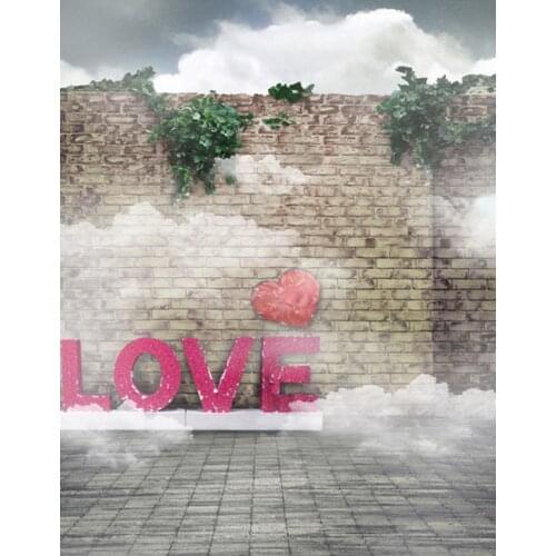 5x7ft Brick Wall Love Heart Photography Backdrops Photo Props Studio Background