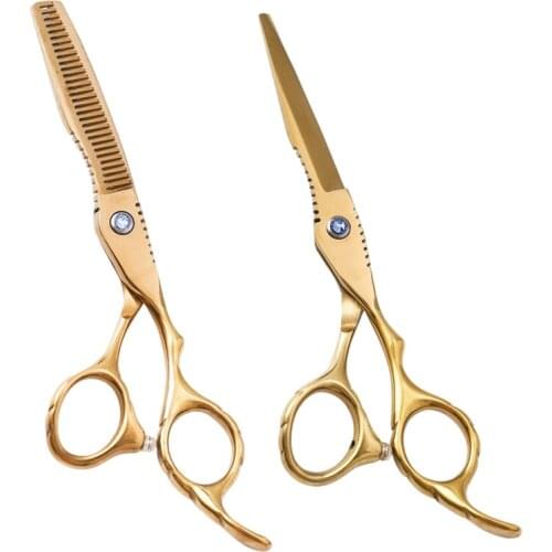 6 Inch Golden Salon Barber Dresser Equipment Hair Cutting Thinning Scissor Wholesale