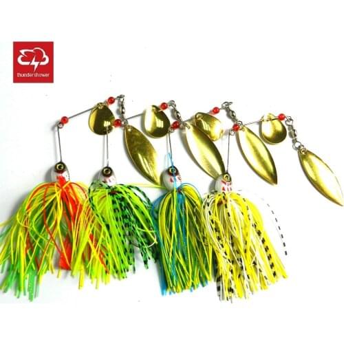 8pcs Spinner Bait Double Reflective Golden Metal Spoon Buzzbait Wobbler 20.5g With Pesca Hooks 3D Fish Eyes Fishing Lure (SB004)