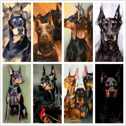 Dog Full Diamond Diamond Painting Animal Cross Stitch 5d Diy Diamond Mosaic Doberman Wall Decoration Handmade