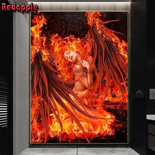 Diy Diamond Painting fire Angel Home Decoration Character Beautiful Girl with Wings Diamond Embroidered full Square round drill