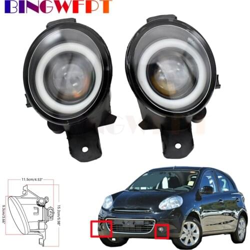 Car Fog Light LED Angel Eye Daytime Running Light DRL Fog Lamp 12V For Nissan Micra March 4/IV (K13) Hatchback 2010-2018