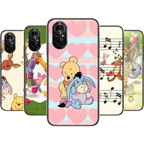 Happy Winnie Bear Clear Phone Case For Huawei Honor 20 10 9 8A 7 5T X Pro Lite 5G Black Etui Coque Hoesjes Comic Fash design