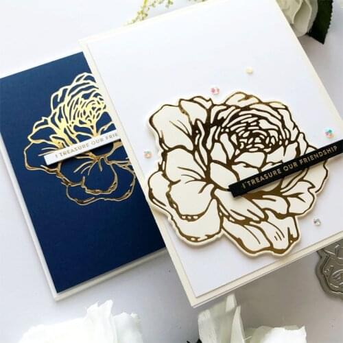 Blooming Rose Metal Cutting Dies And Corresponding Hot Foil Plate For Scrapbooking Craft Die Cut Card Making Embossing Stencil