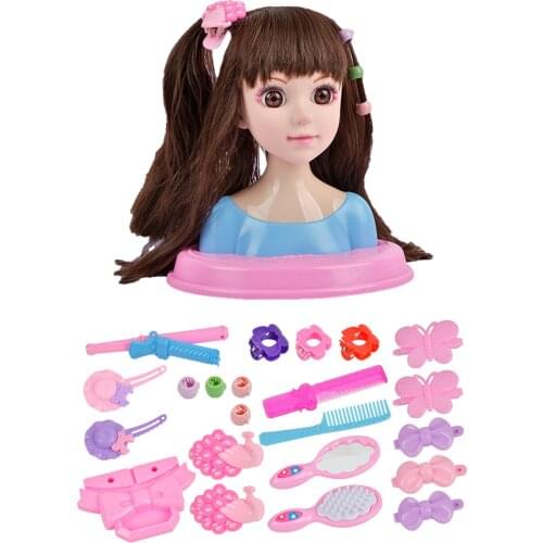 Kids Fashion Toy Children Makeup Pretend Playset Styling Head Doll Hairstyle Beauty Game Hair Dryer Fun Dress Up Gift For Girls