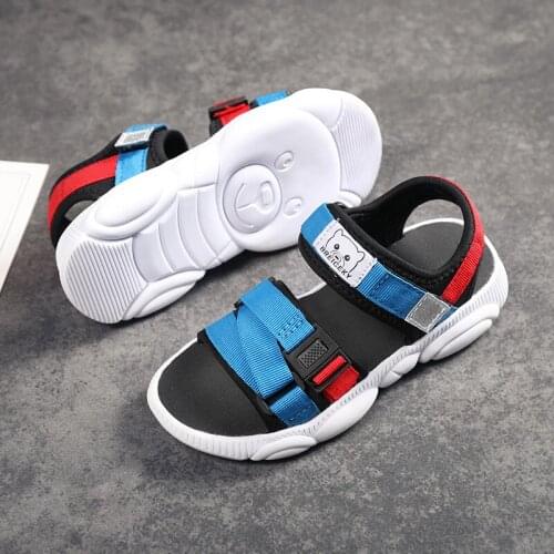 2021 Childrens Sandals High Quality Kids Shoes Baby Boy Girl Patchwork Summer Beach Sport Soft Leather Sandals Shoes Sneakers