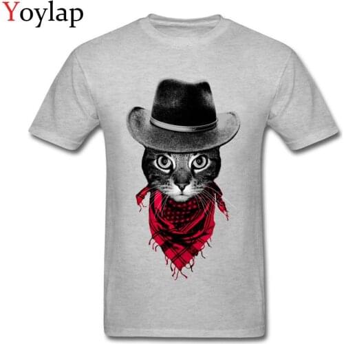 White Classic Hip Hop Rock Band Cool Cowboy Cat Slim T Shirt Mens Fashion Cartoon 3D Print Tops Tees USA Size XXL/XXXL