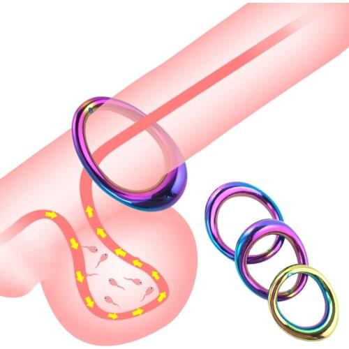 Stainless Steel Curved Penis Ring Bondage Scrotum Stretcher Delay Ejaculation Metal Cock Ring Sex Toys for Men Erotic Sex Shop