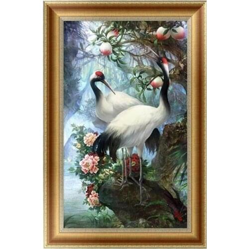 Chinese Crane Clear Picture Top Quality Red Crowned Cranes Animal Cross Stitch Kit 14CT Unprinted Embroidered Handmade Art Decor