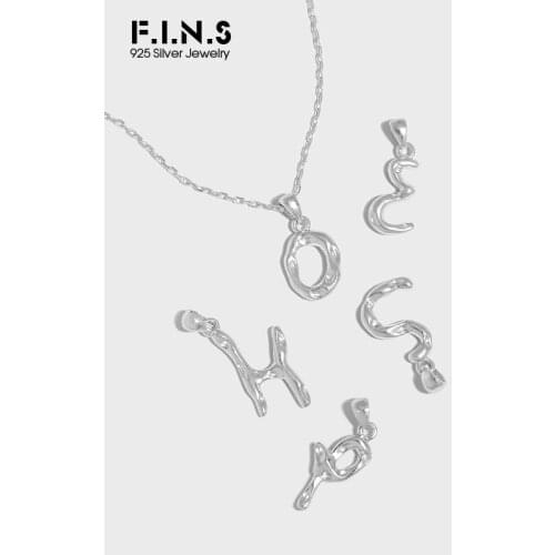 F.I.N.S Korean CHIC Design 26 Letters Irregular S925 Sterling Silver Pendant without Chain Uneven Stackable Alphabet Pendants