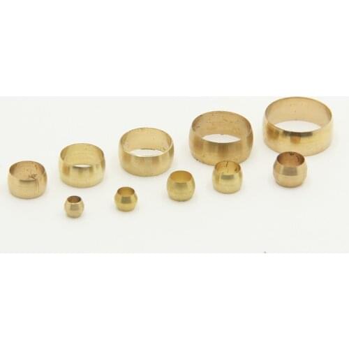 10Pcs Brass Double taper ferrule 4 5 6 8 10 12 14mm OD Compression Sleeve seal ring fittings Tube centralized lubrication system