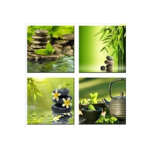 Best Art 4 Panel Modern Printed Seasons Green lake Picture On Canvas Kicthen Decor Cuadros Landscape For Living Room