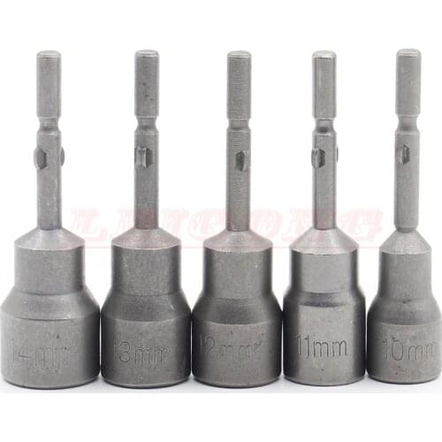 1P 801 5mm-14mm set Round Shank Power Nut Driver Setter Magnetic Hex Socket Electric screwdriver socket