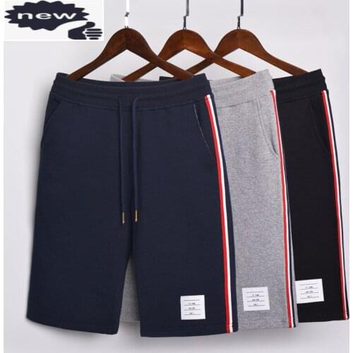 2021 Fashion TB THOM Brand Shorts Men Women Summer Cotton Casual Sports Trousers Striped Knee Length Jogger Track Pants
