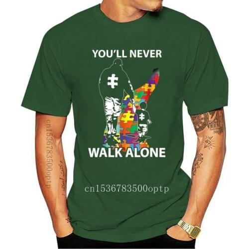 You'Ll Never Walk Alone Shirt Puzzle Pieces Autism Awareness newest 2021 Men T-Shirt Fashion Men Clothing Brand T shirt