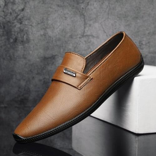 Mens Dress Shoes Loafers Casual Luxury Brand Genuine Leather Non-Slip Footwear Handmade Vintage Slip on Lofer Shoes Man Business