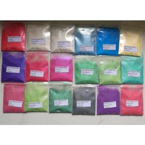 Set of natural mica pearl pigment powder 18 colors 5grams each for cosmetics and paints