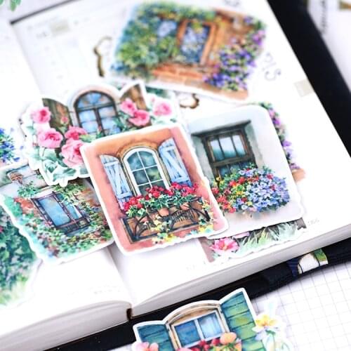15pcs Window flower Stickers for waterproof Bike Motorcycle Phone book Travel Luggage toy Funny Sticker