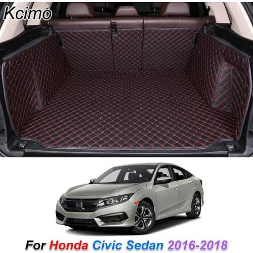 The Trunk Floor Leather Liner Car Trunk Mat Cargo Compartment Floor Carpet for Honda Civic Sedan 2016 2017 2018