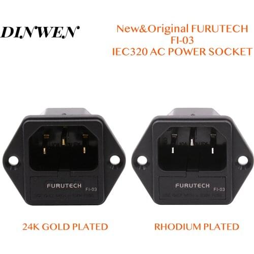 Brand New Original FURUTECH FI-03 AC Power Plug socket IEC320-1 C14 Male With Fuse Holder Gold Rhodium Plated 10A 250V 1PC