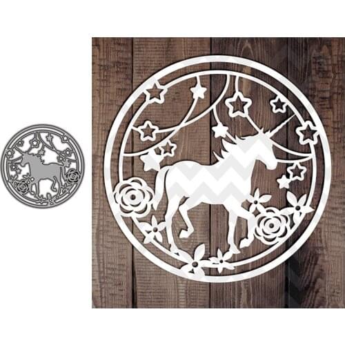 New Round Unicorn Cutting Dies Stamps Dies Scrapbooking Mold Cut DIY Handmade Tools Craft Decoration metal cutting dies new 2021