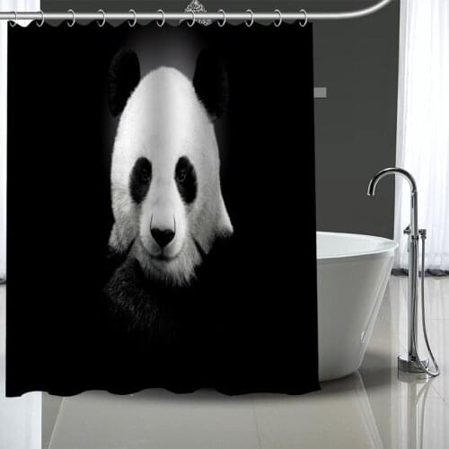 Custom High Quality Panda Shower Curtains Bath Products Bathroom Decor Waterproof Polyester With 12 Pcs Hooks