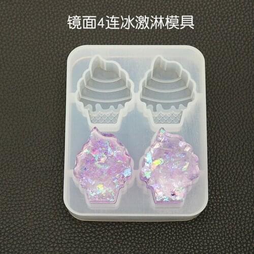 Diy crystal gel mold ice cream mold 4 with mirror hand-pendant baking plaster gel resin mold