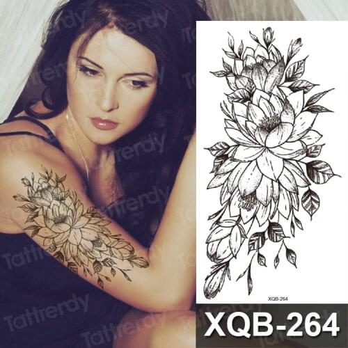 Realistic Black Rose Flower Temporary Tattoos Fake Waterproof Tatoo Body Art Arm Leg Floral Peony Bloosom Tattoo Stickers Makeup