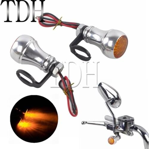 2Pcs Motorcycle Turn Signals Indicator Light Amber Handlebar Controls Mount Blinkers For Harley Sportster Chopper Softail Dyna