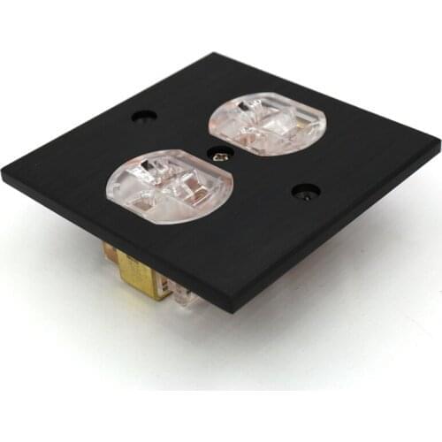 One piece US-AC-power-Receptacles wall outlet audio grade copper made socket Duplex Plate 86mm*86mm Transparent