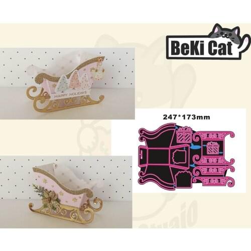 Santa Sleigh Gift Box cutting die file Original Stencils for DIY Scrapbooking photo album Decorative DIY Paper Cards