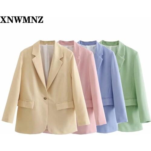 XNWMNZ Za 2021 New Women Blazer Long Sleeves Single button Oversized Fashion Casual Chic Lady Woman Suit Blazer tops