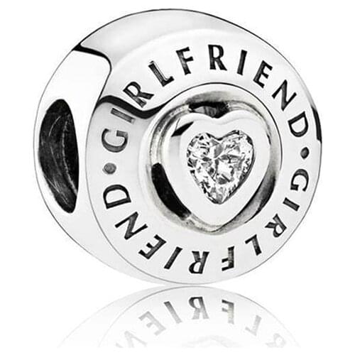 Authentic 925 Sterling Silver Bead Girlfriend Charm Fit Fashion Women Pandora Bracelet Bangle Gift DIY Jewelry