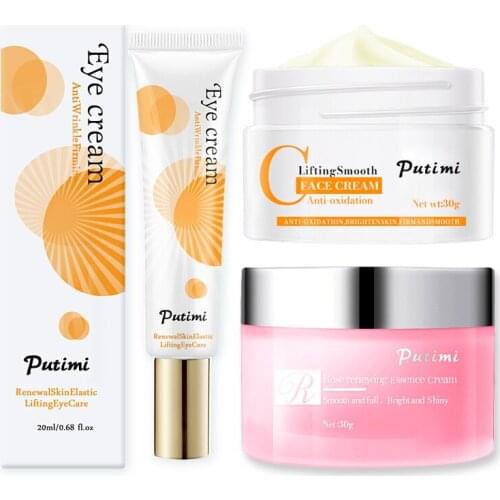 PUTIMI 2PCS Anti Aging Anti Wrinkle Face Cream Whitening Anti-Oxidation Hyaluronic Acid Moisturizing Eye Cream Skin Care