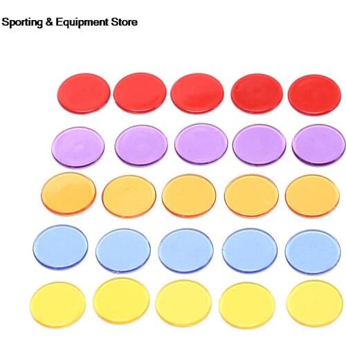 50Pcs 5Colors 1.5cm Plastic Poker Chips Casino Bingo Markers for Fun Family Club Carnival Bingo Game Supplies Acce