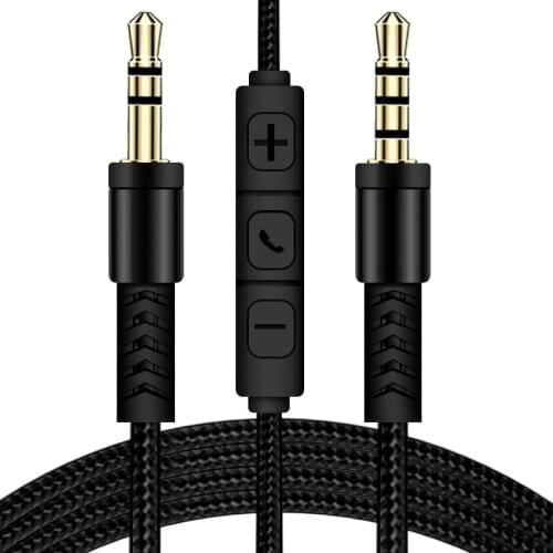 1.2m Audio Cable 3.5mm To Jack 3.5mm Speaker Line Aux Cable Male To Male With Mic To Volume Control For Headphone Car Speaker