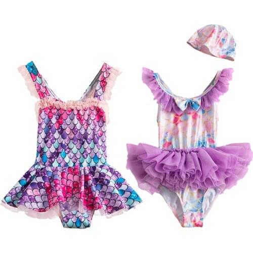 Kids Swimsuit For Girls One Piece Mermaid Cosplay Princess Costume Children 3 4 5 6 7 8 Year Halloween Cosplay Swimwear