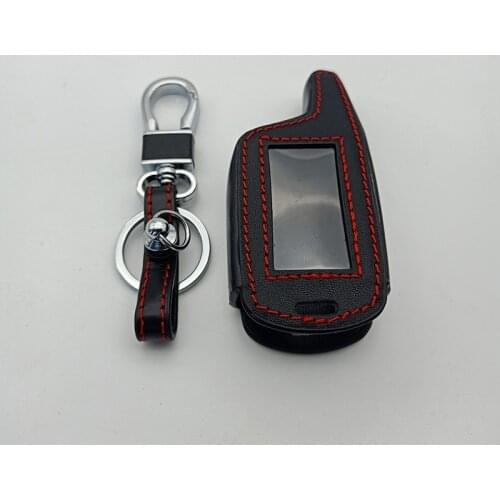 Leather case cover for Scher-khan Logicar A B lcd russian version remote two way car alarm 4 buttons car key case free shipping