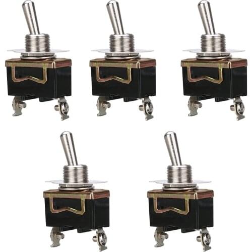 Mayitr 5pcs 12V 15A Heavy Duty Toggle Flick Switch ON/OFF Car Dash Light Metal SPST For Auto Car Truck