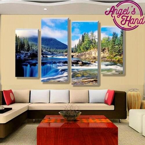 5d Diy spuare diamond painting waterfall mountain cross stitch crystal diamond Christmas decorative diamond embroidery Multigang