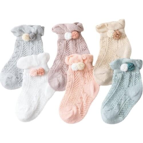 Baby Socks Cartoon Mesh Thin Socks Newborn Cotton Socks Girls Socks Bubble Ball Children Breathable Cotton Socks
