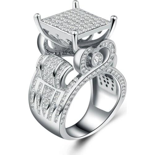 2020 New Bling Zircon Stone S925 Sterling Silver Color Rings for Women Fashion Wedding Engagement Rings Fashion Jewelry