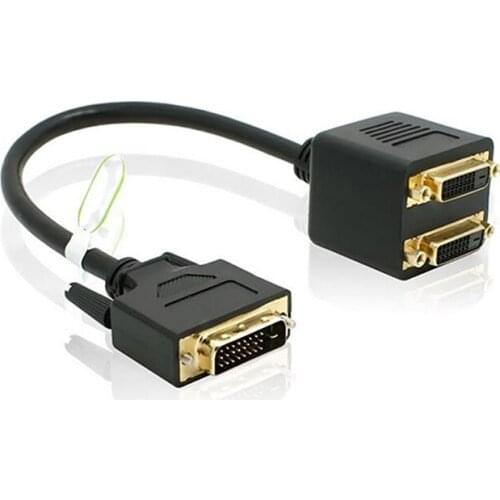 New Adaptor DVI-D Male to Dual 2 DVI-I Female Video Y Splitter Cable Adapter Great Deals