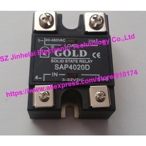 Authentic original SAP4020D GOLD Single-phase solid state relay DC control AC 20A 3-32VDC 40-480VAC