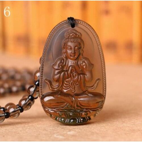 Natural Black Obsidian Necklace Hand Carved Chinese Buddha Lucky Amulet Pendant Necklace Jewelry Energy Healing Gift